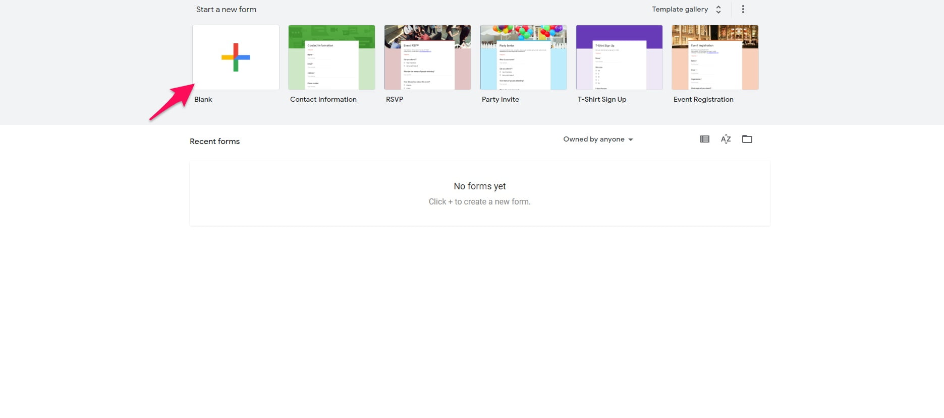 Blank form on Google Forms