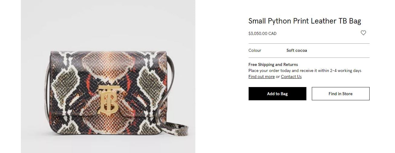 Burberry python purse