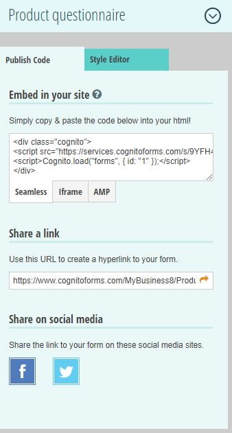 Cognito Forms link