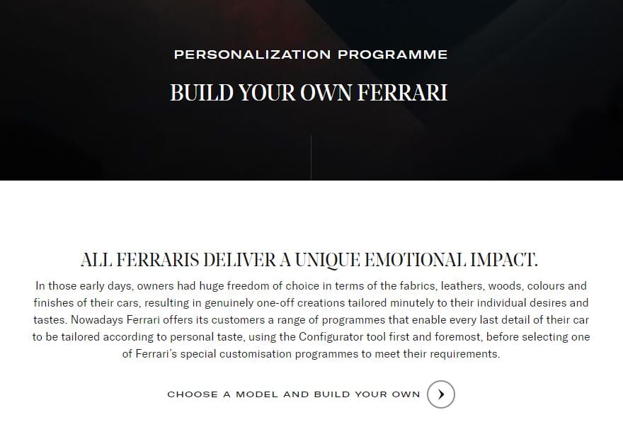 Ferrari personalization programme