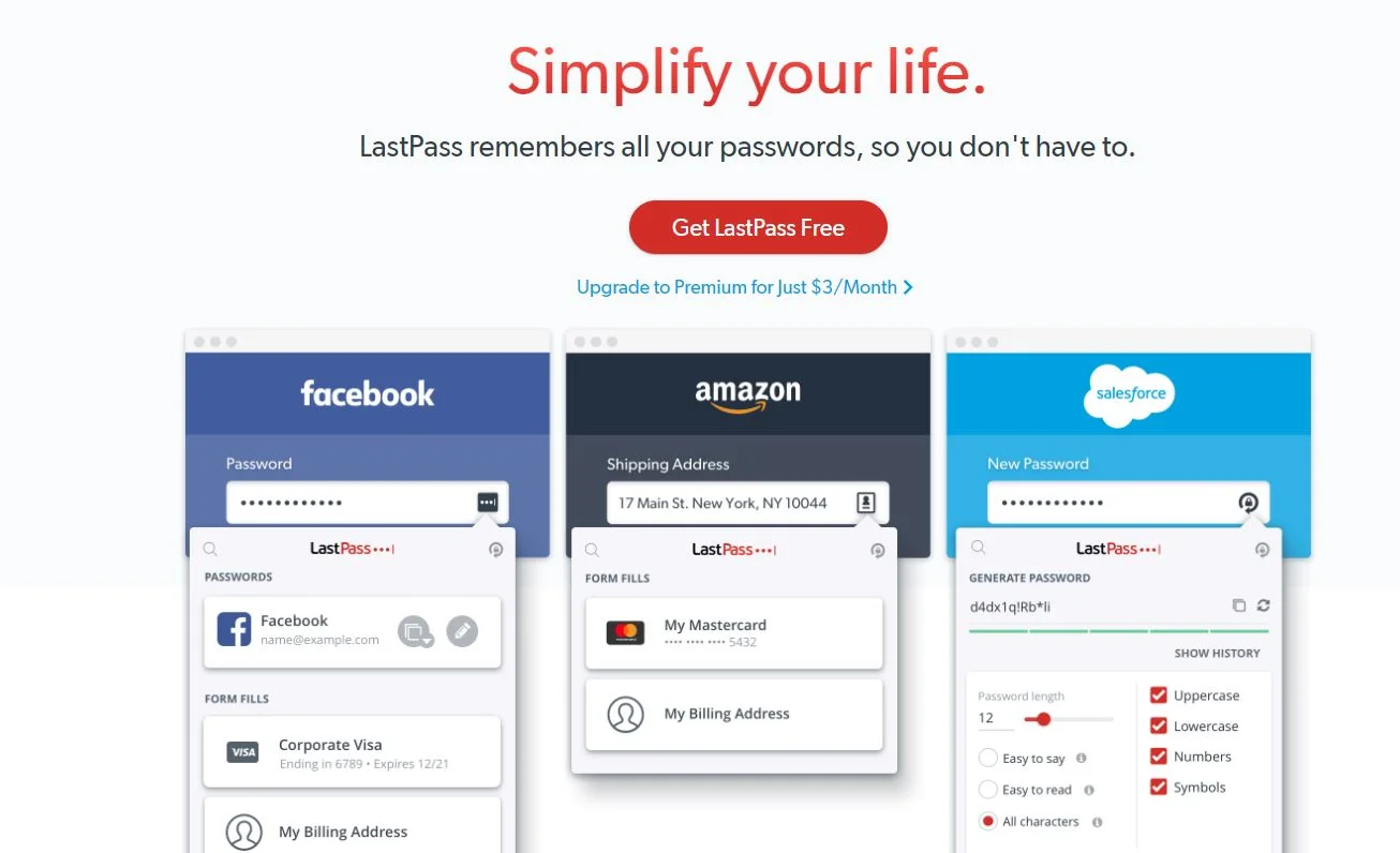 LastPass home page copy