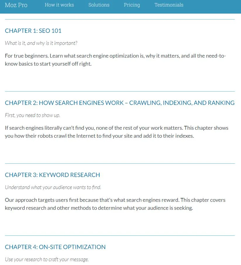 Moz SEO guide example
