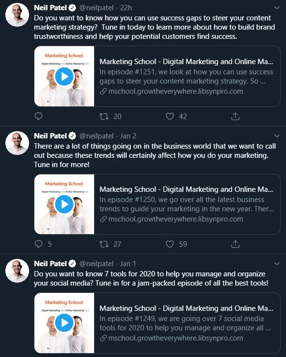 Neil Patel Twitter copy