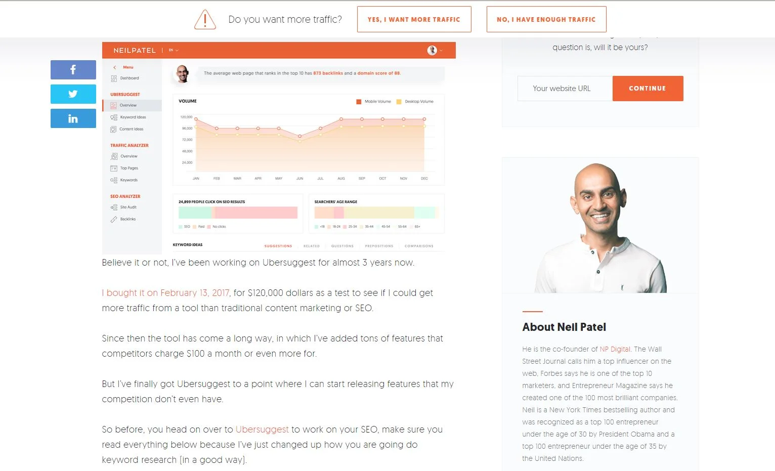 Neil Patel copywriting example