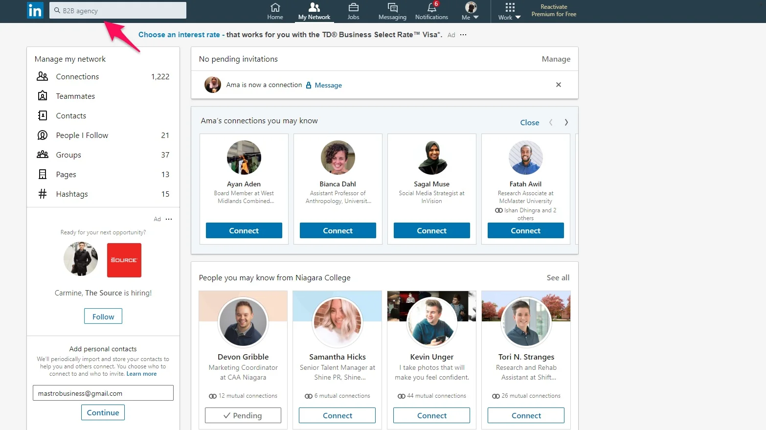 Searching on LinkedIn for prospects