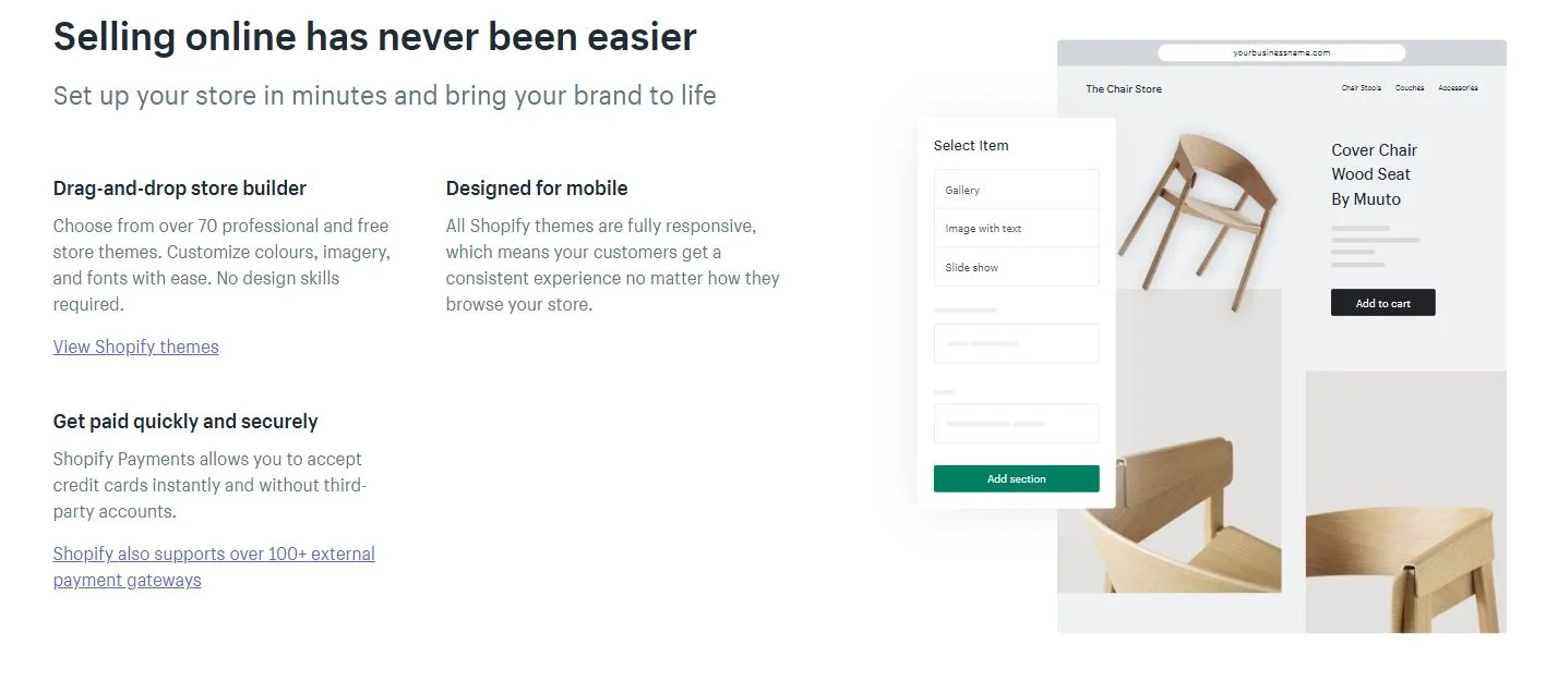 Shopify features vs benefits