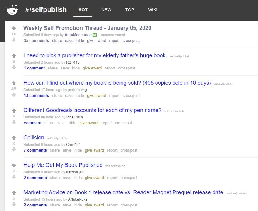 selfpublish subreddit