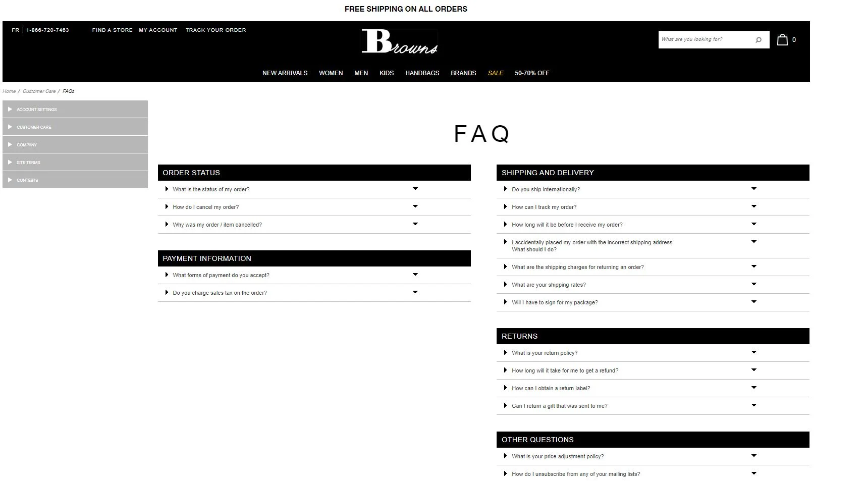 Browns shoes FAQ