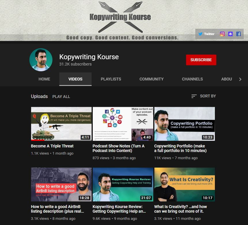 Kopywriting Kourse YouTube