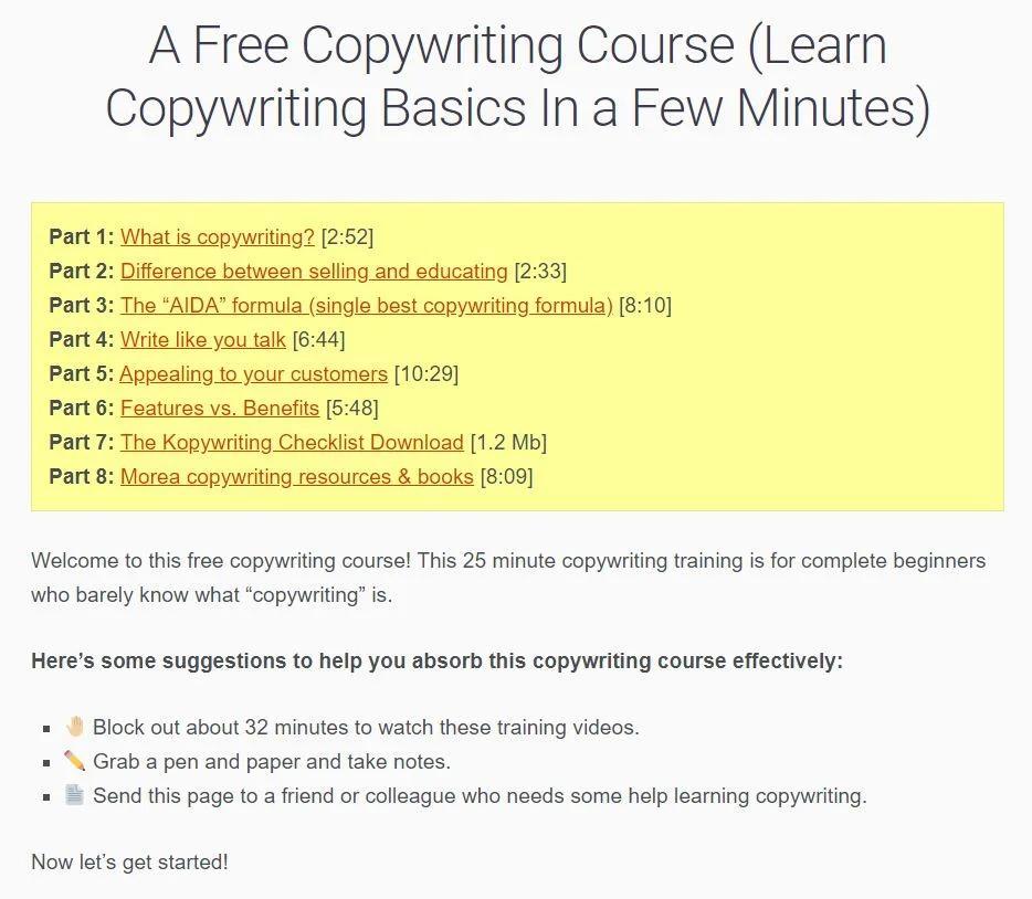 Kopywriting Kourse course