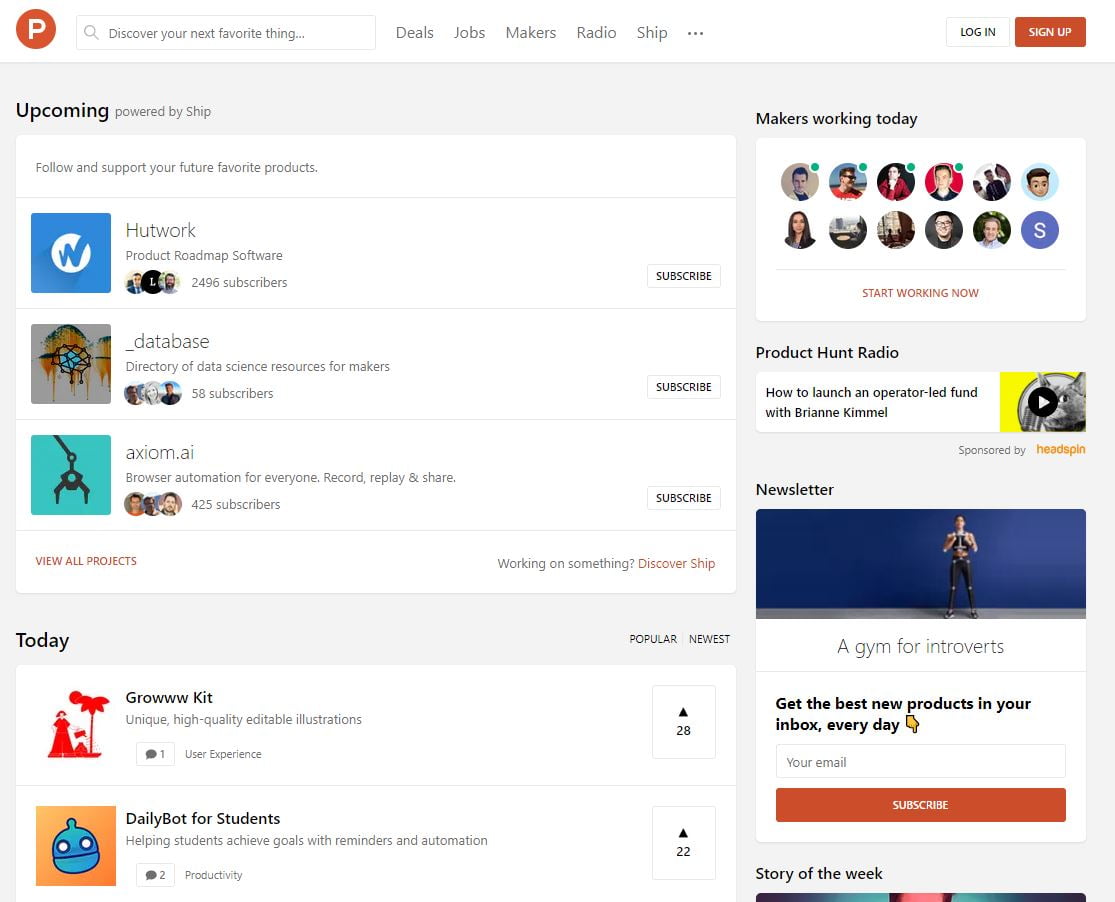 ProductHunt home