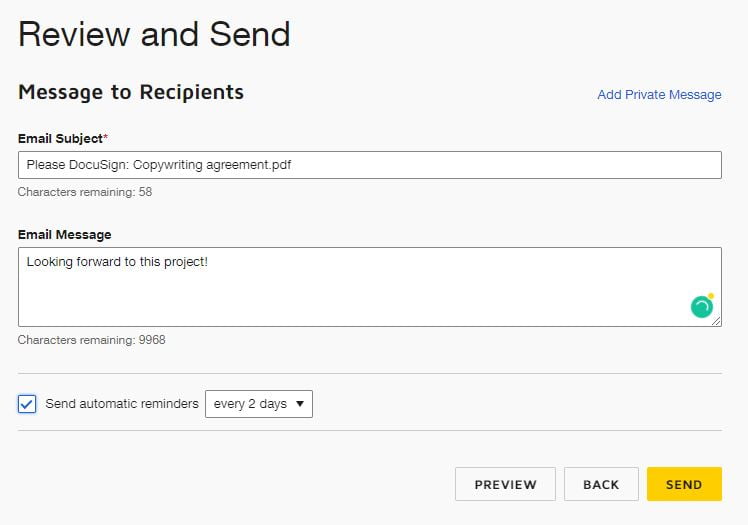 Review and send DocuSign