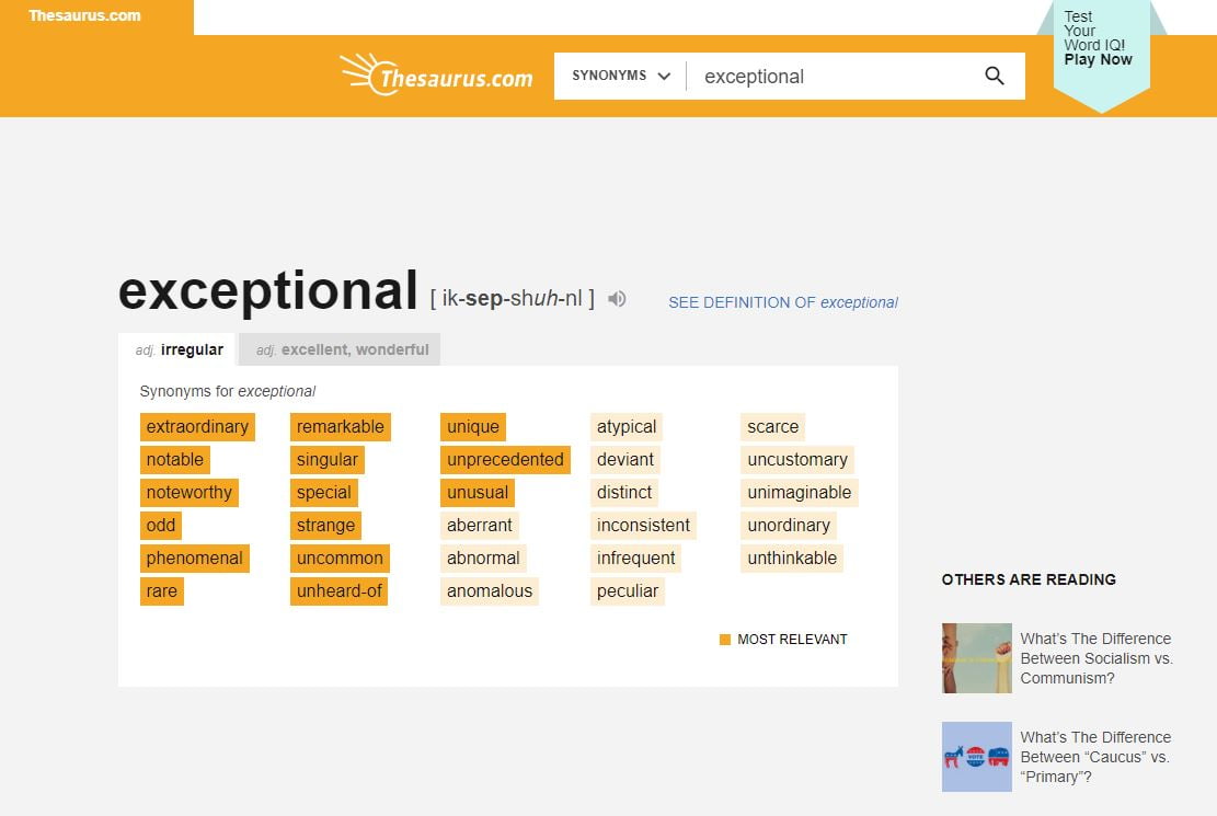 Thesaurus results