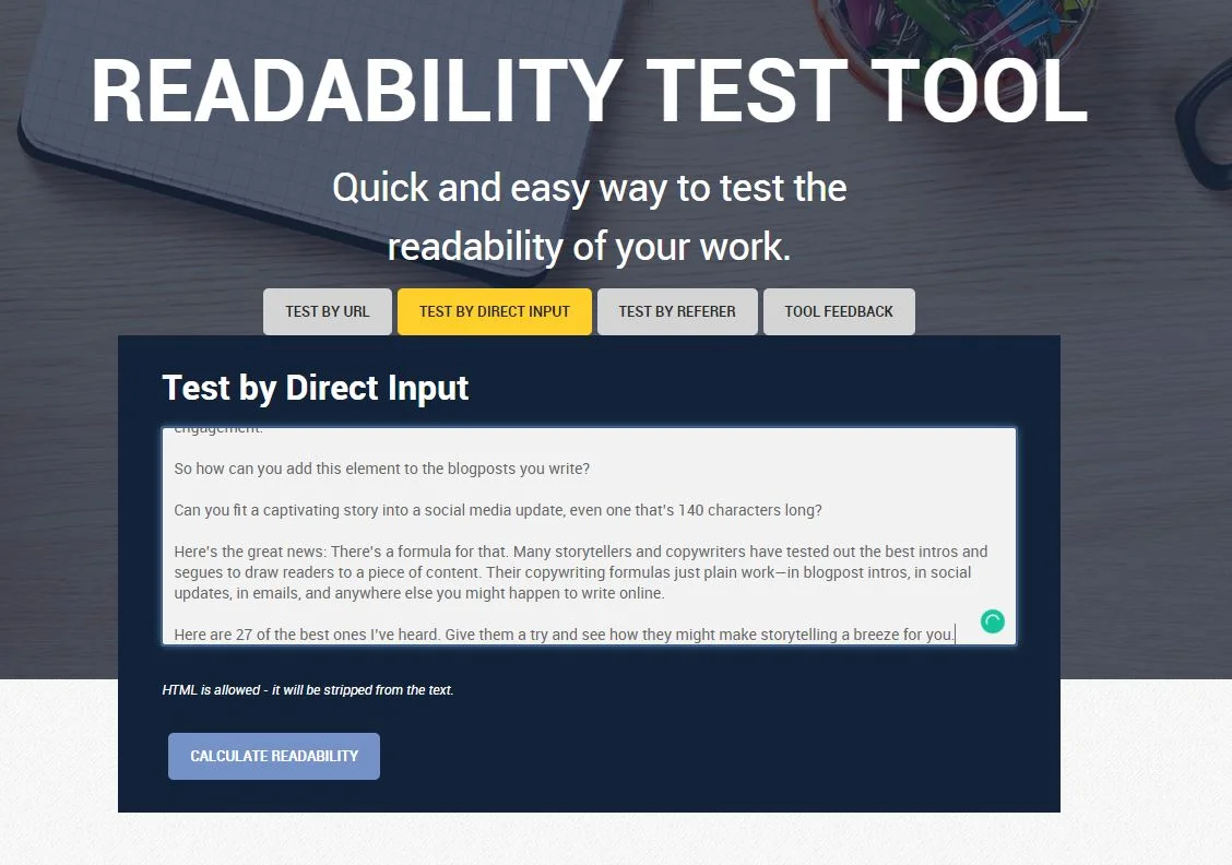 WebFX readability tester