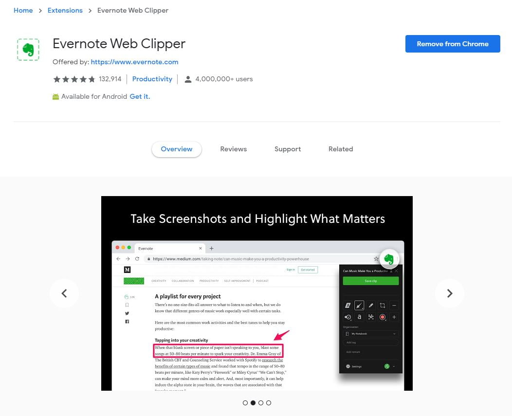 evernote chrome app