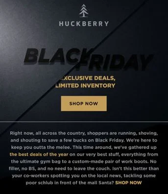 Huckberry email newsletter