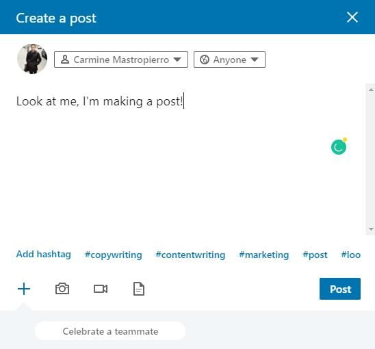 LinkedIn hashtag example