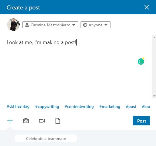 LinkedIn hashtag example