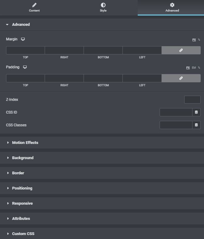 Elementor advanced tab