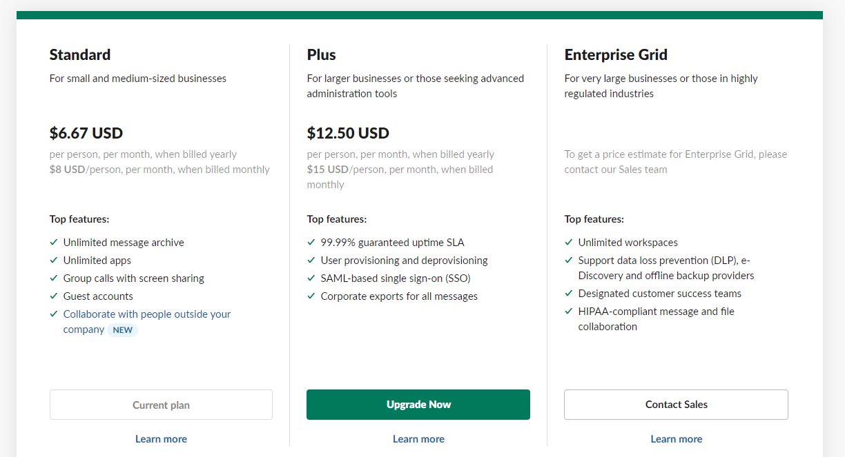 slack enterprise cost