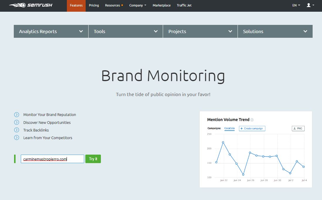 SEMrush brand monitor