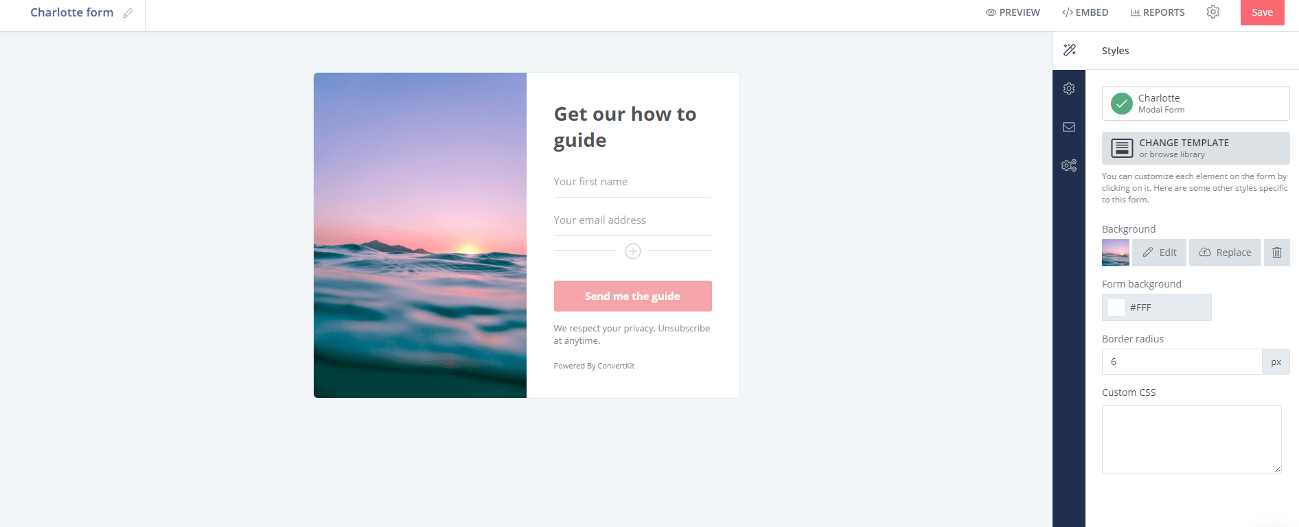 Design Convertkit form