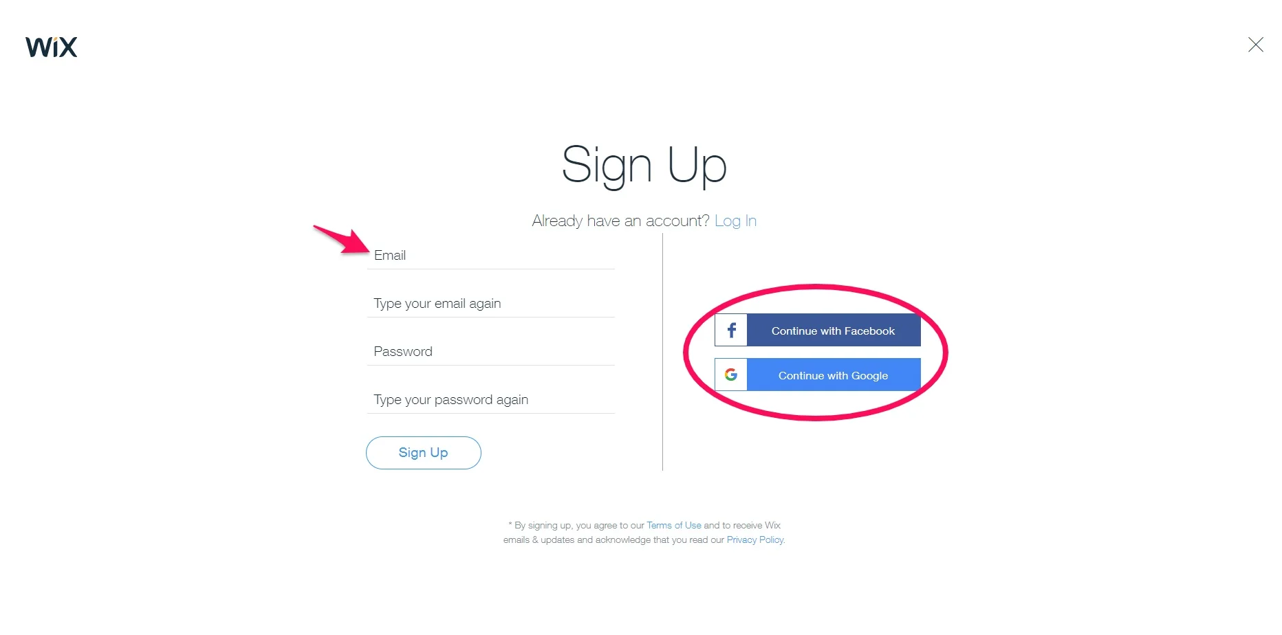 Registering Wix