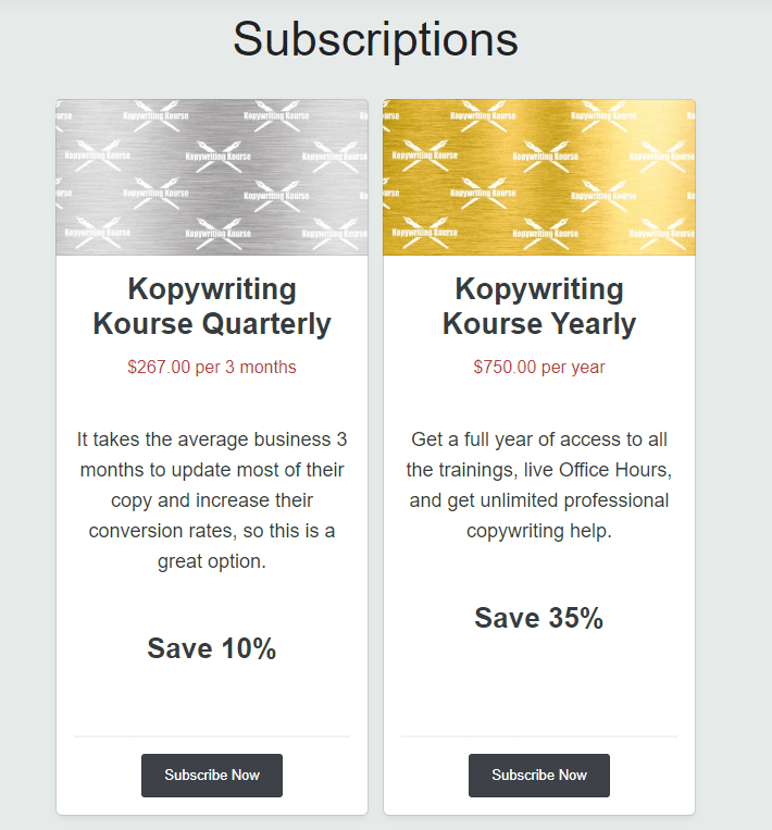 KopywritingKourse pricing