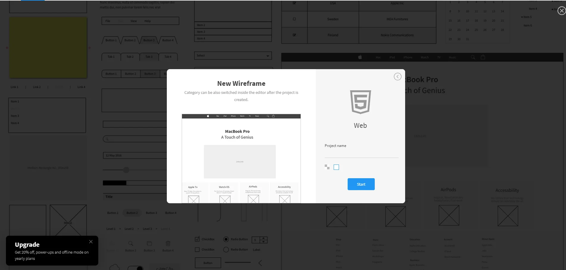 Wireframe project name