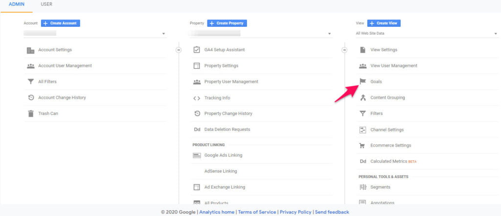 Conversion copywriting goals on Google Analytics