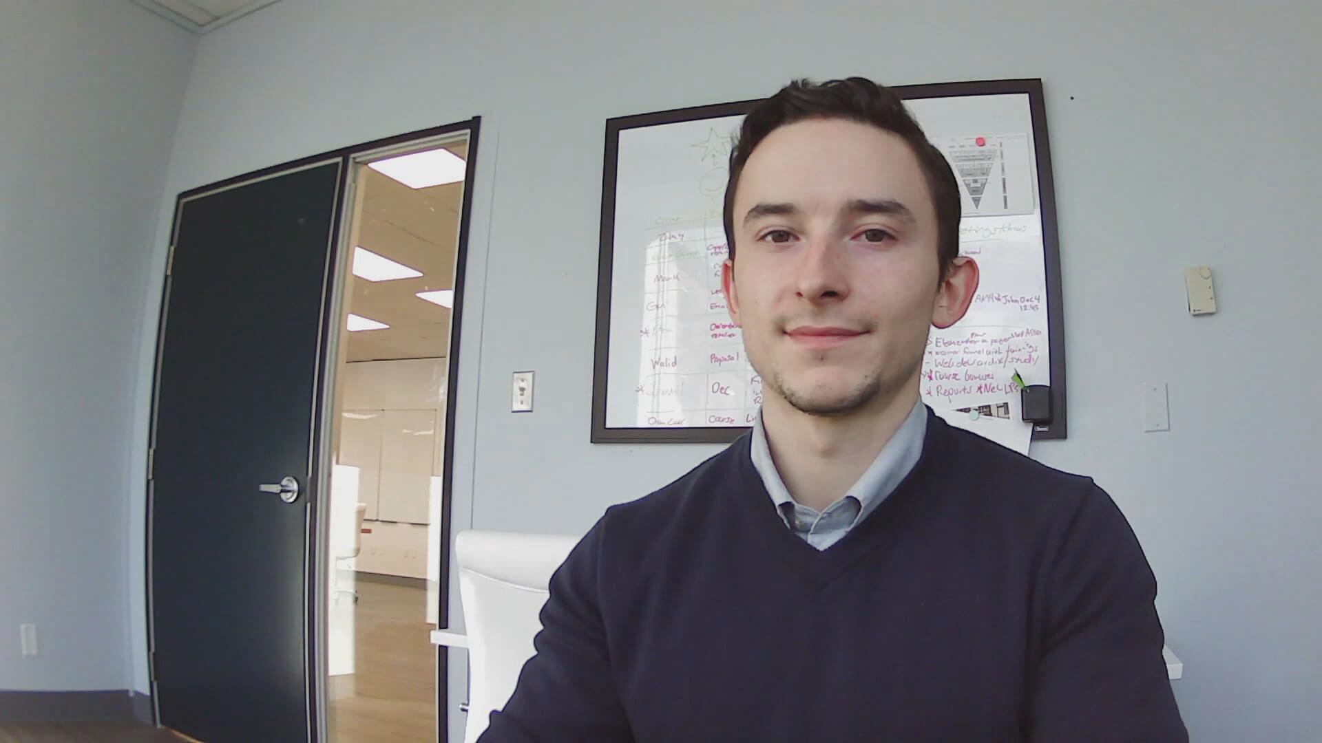 Toronto copywriter in his office