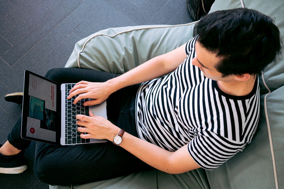 Young man working on laptop