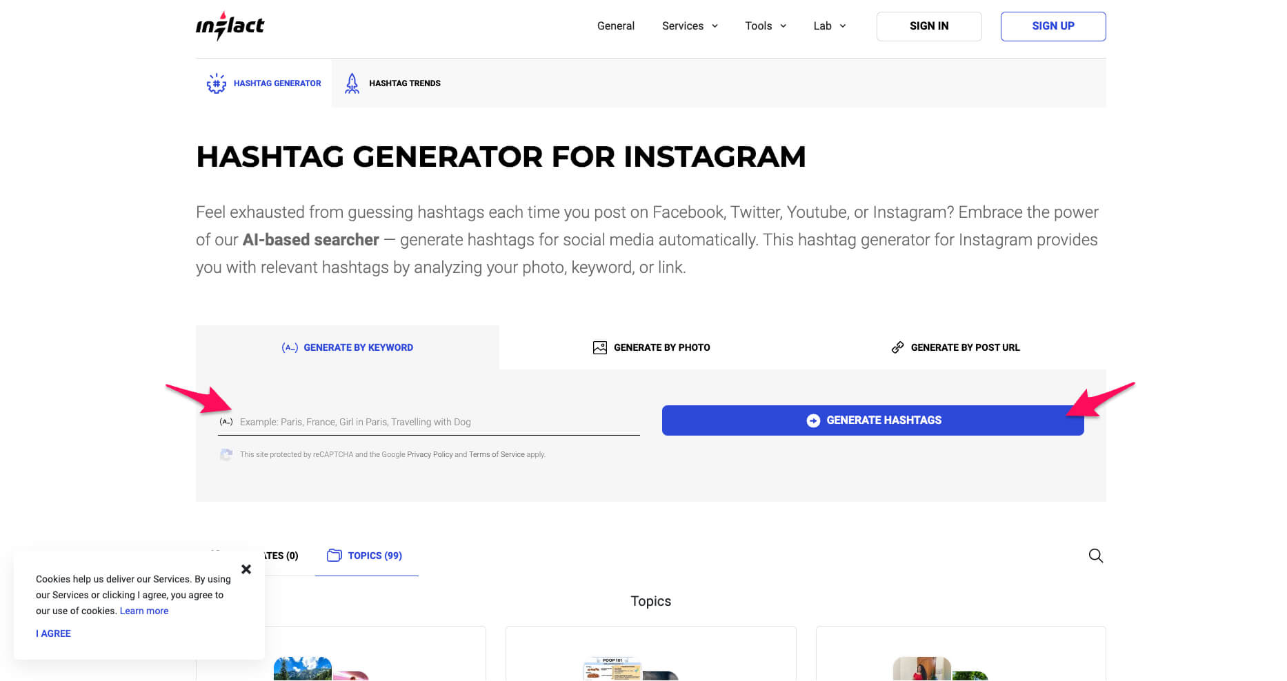 Hashtag generator search