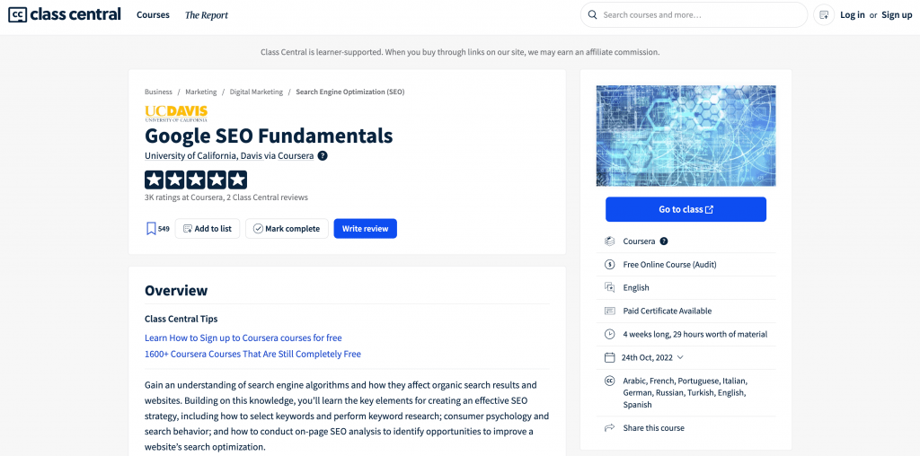 Googles SEO Fundamentals course 1