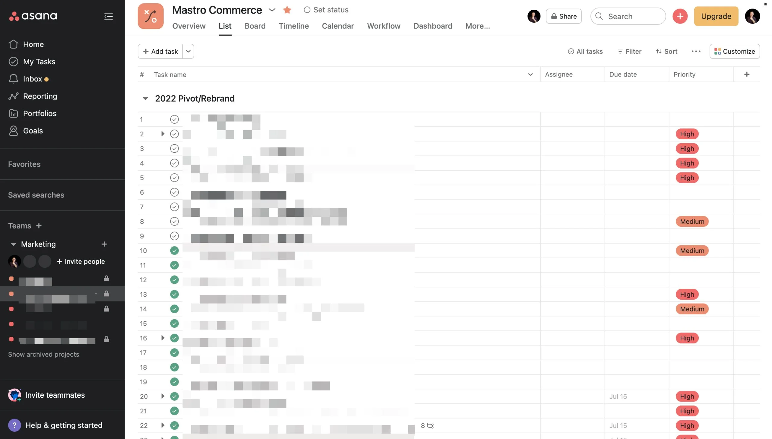 Example of Asana