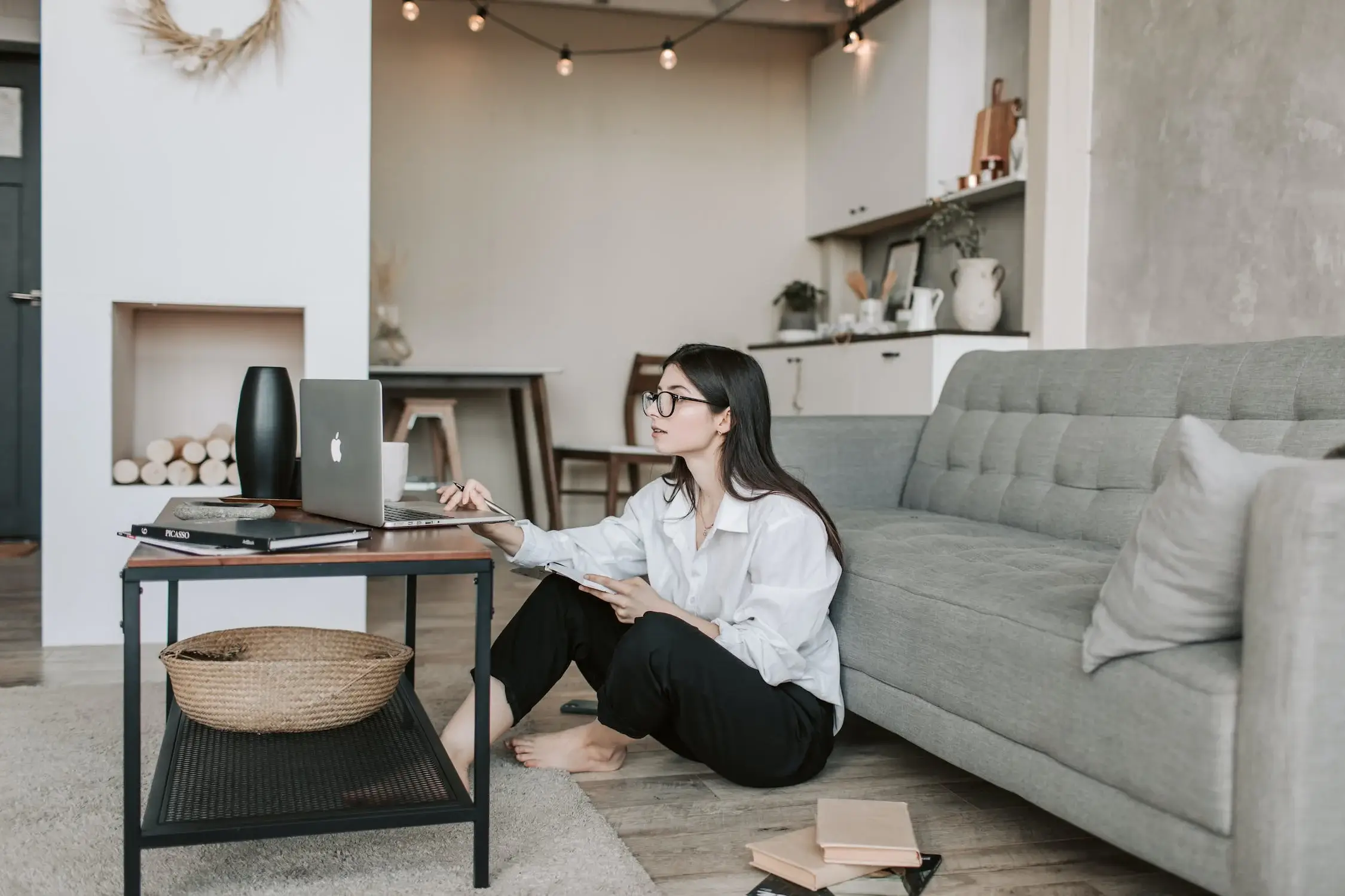 Woman working remotely from home 1
