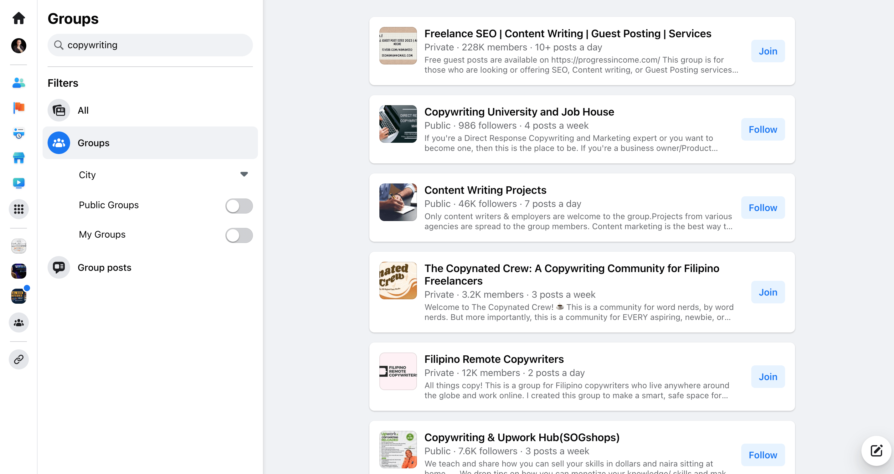 Facebook copywriting groups