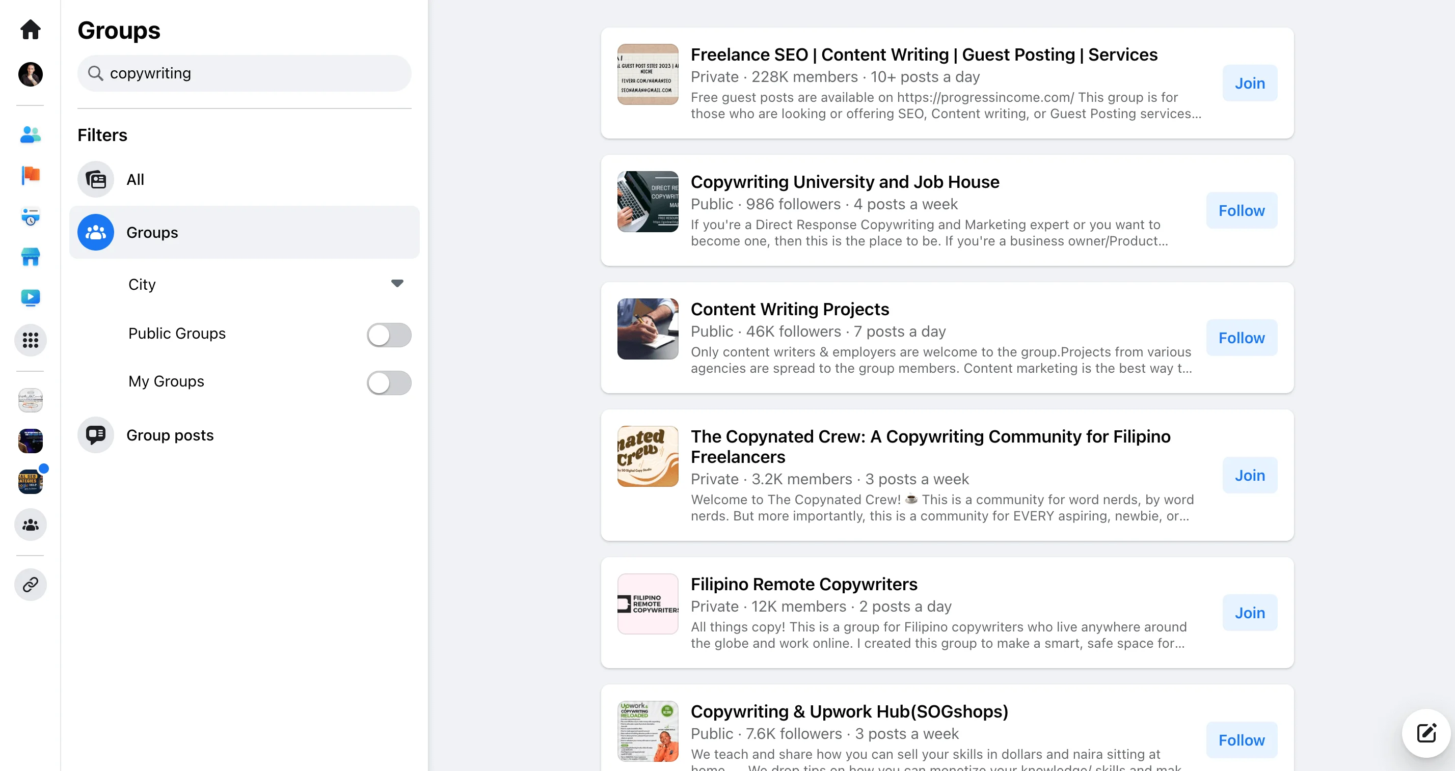 Facebook copywriting groups