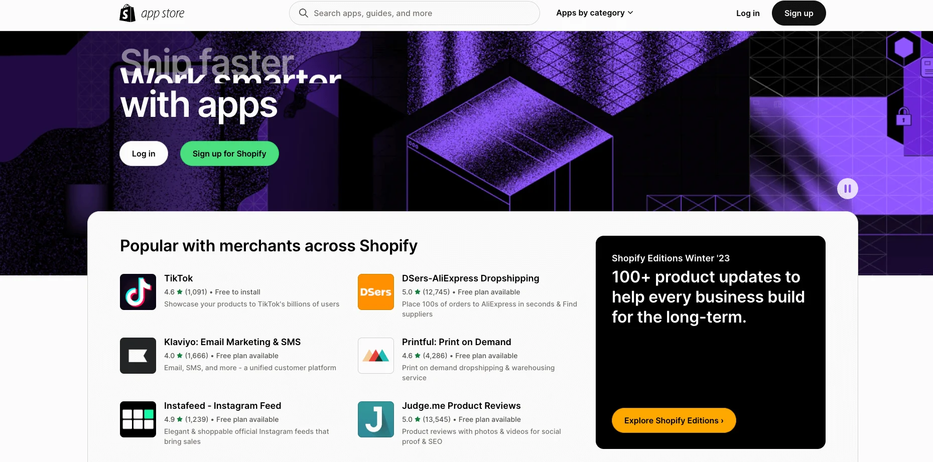 Shopify app store