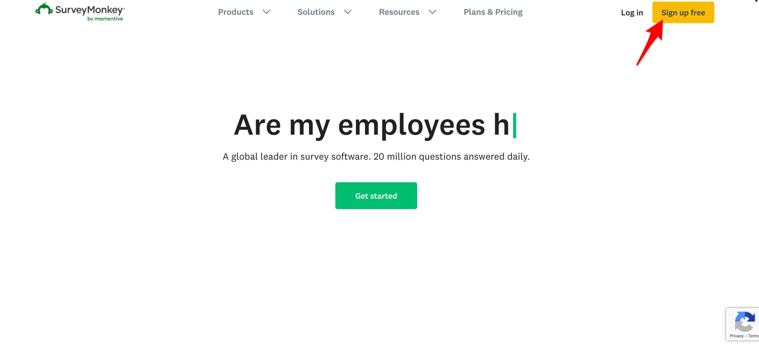 Signing up for SurveyMonkey
