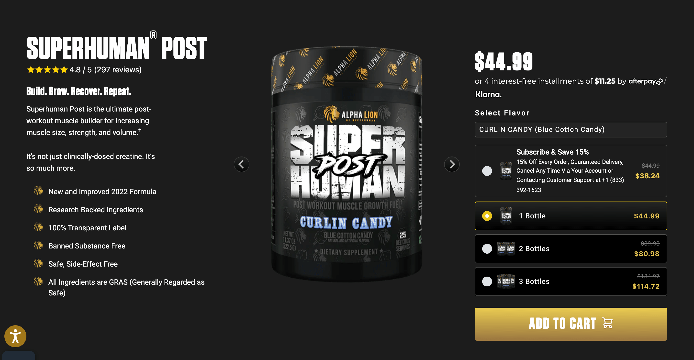 Supplement sales copy