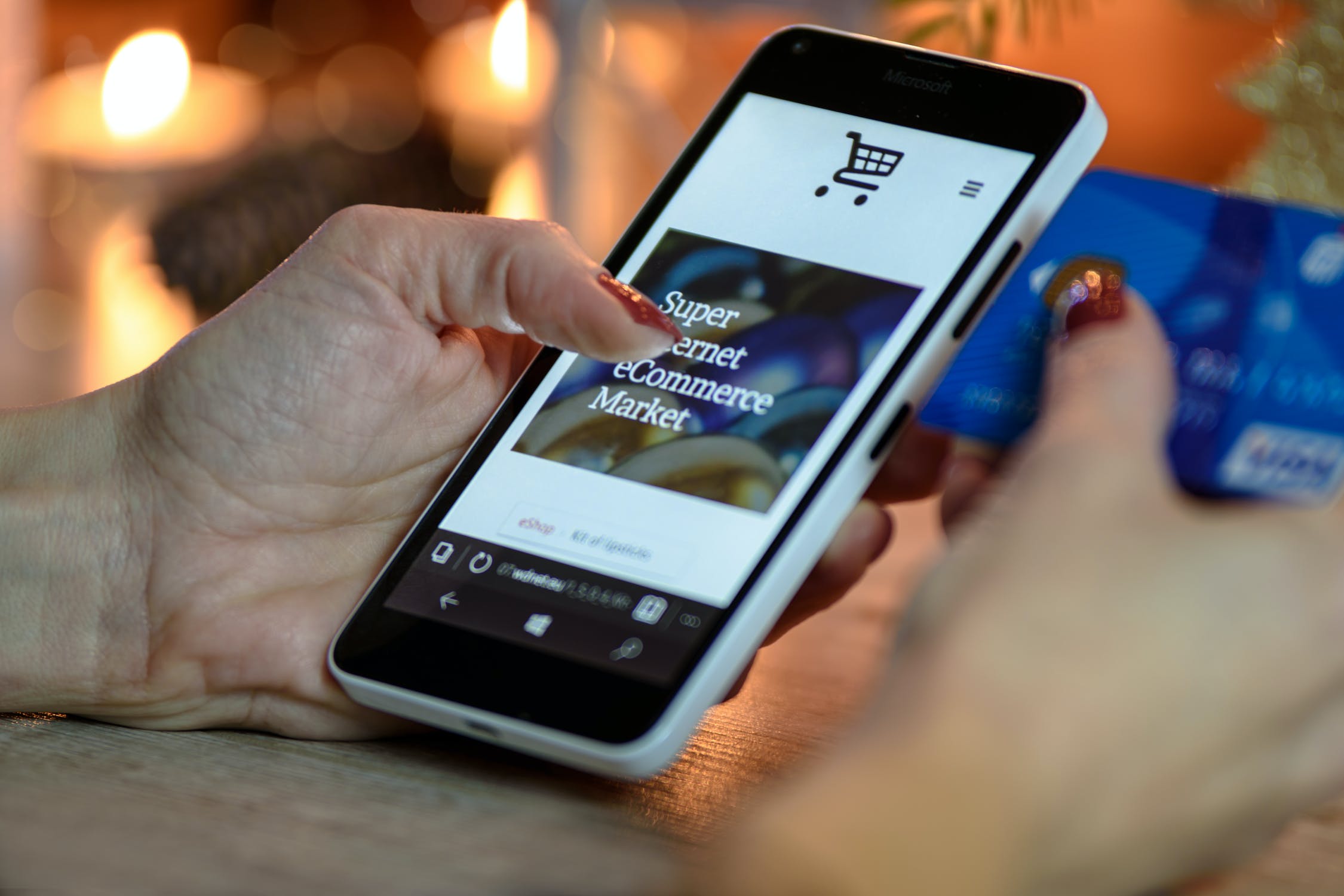 Woman purchasing through phone