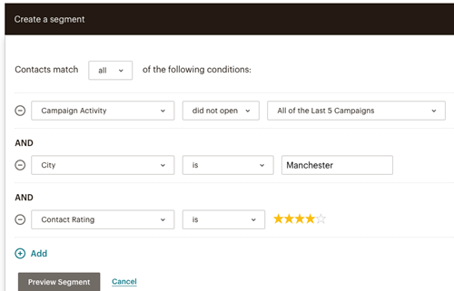 Mailchimp segment example