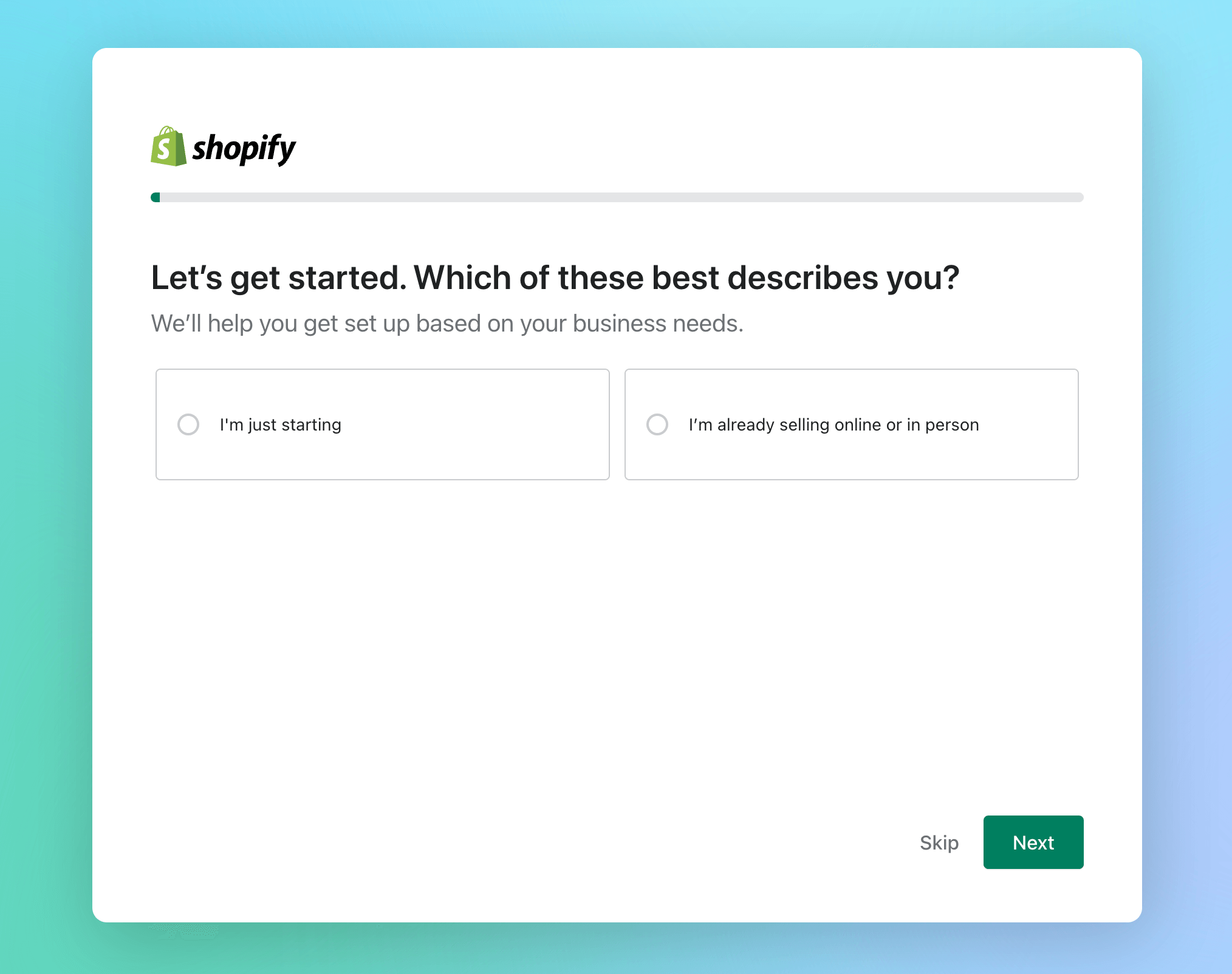 Shopify trial signup
