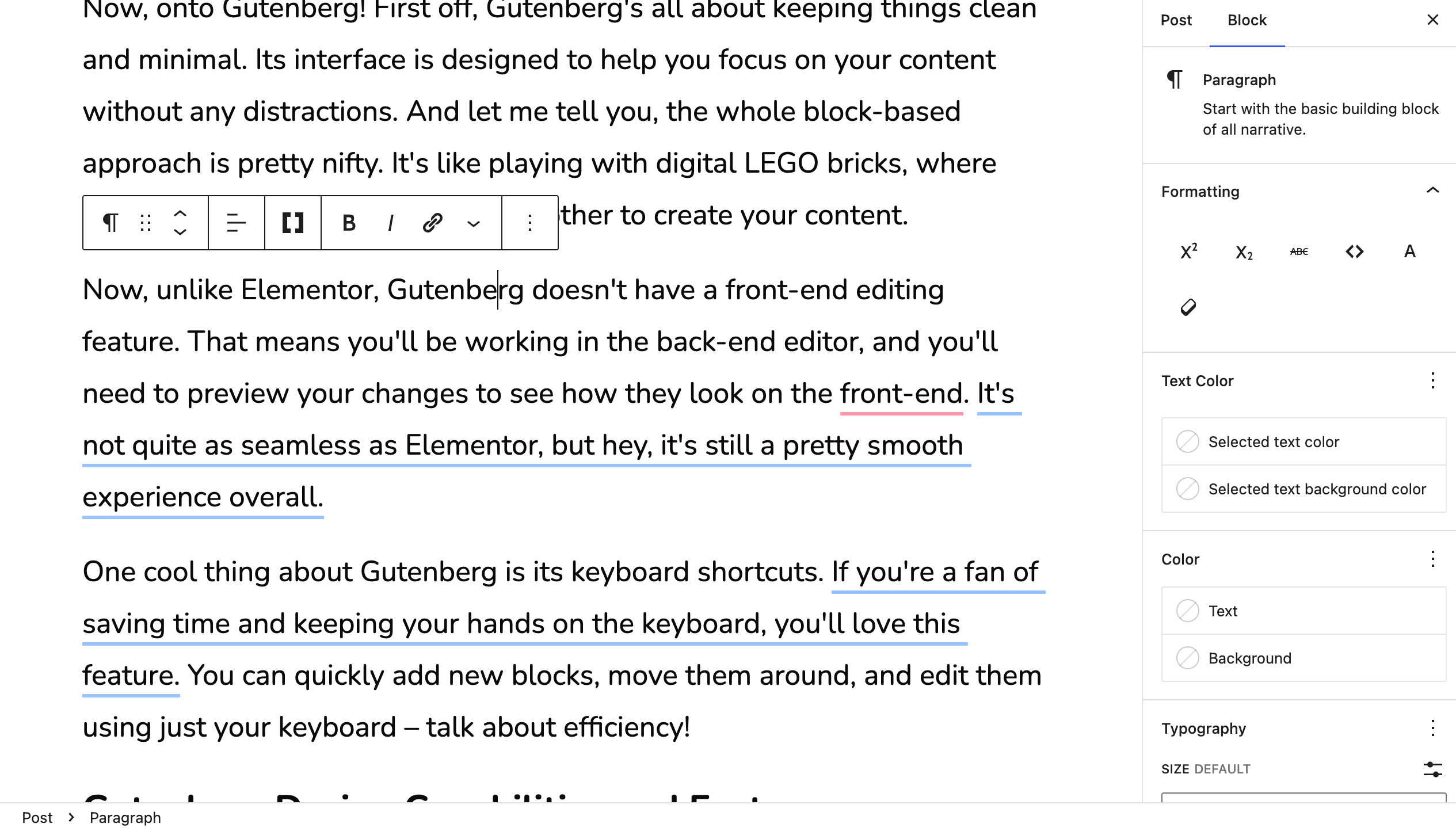 Using Gutenberg to edit