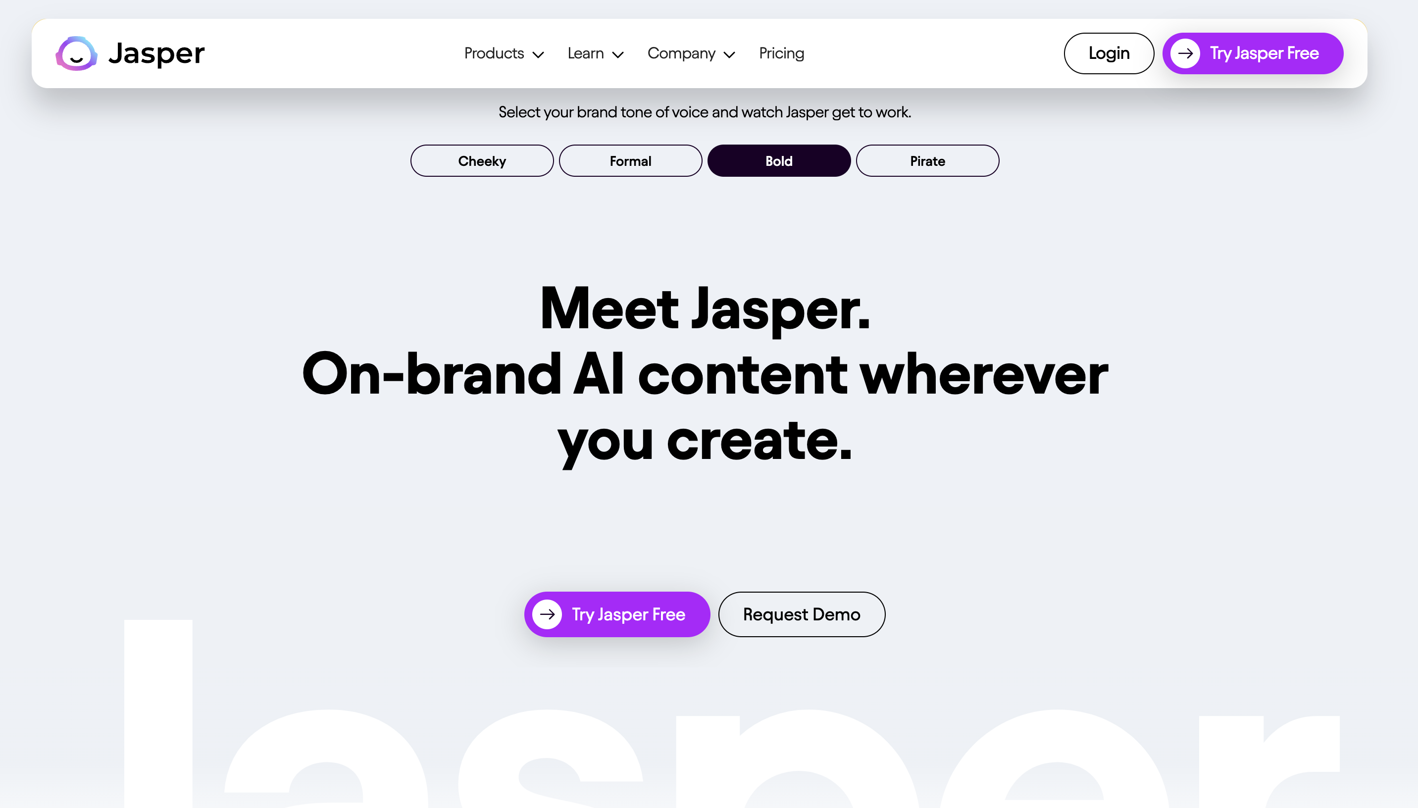 Jasper ai homepage