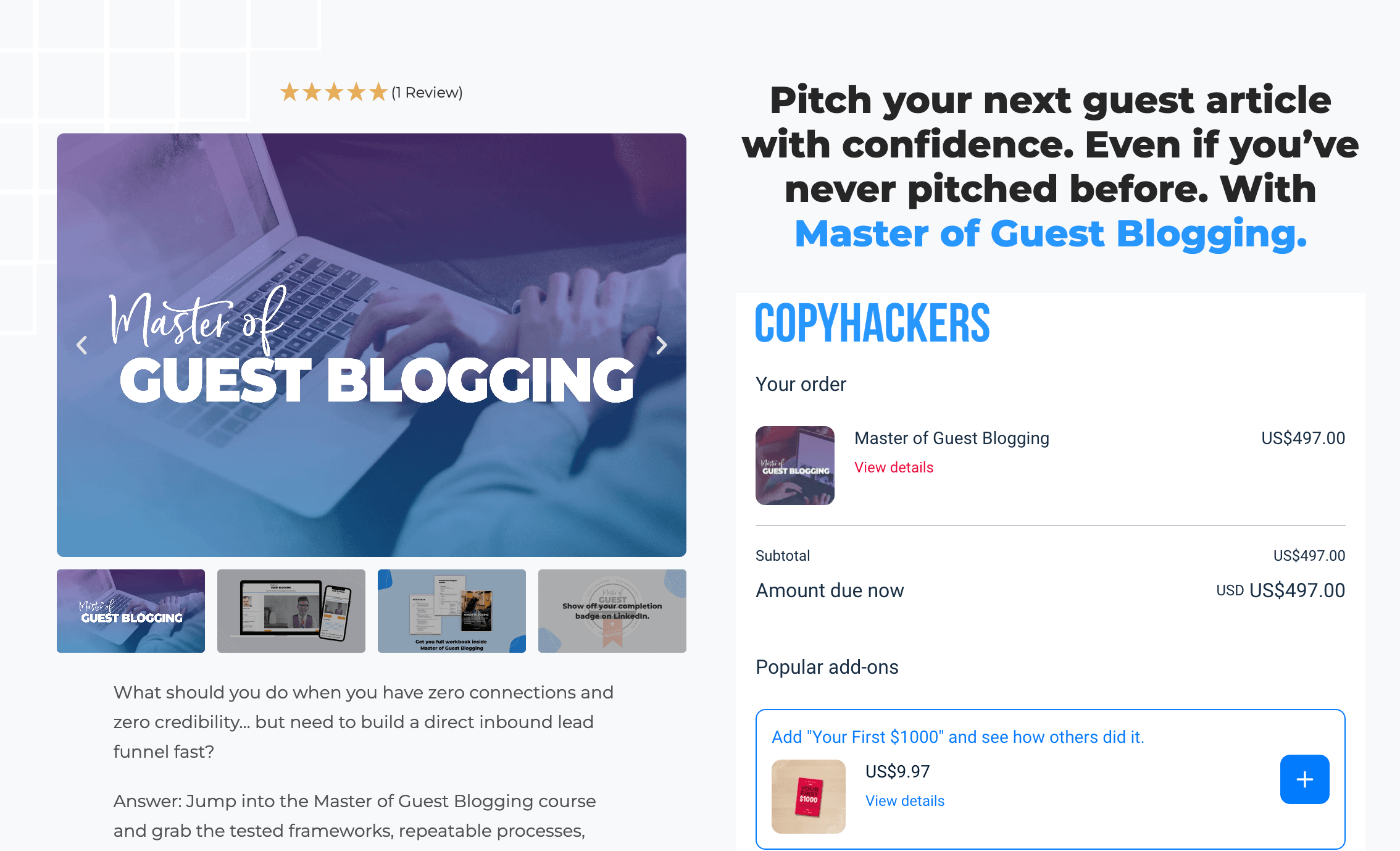 Copyhackers guest blog course