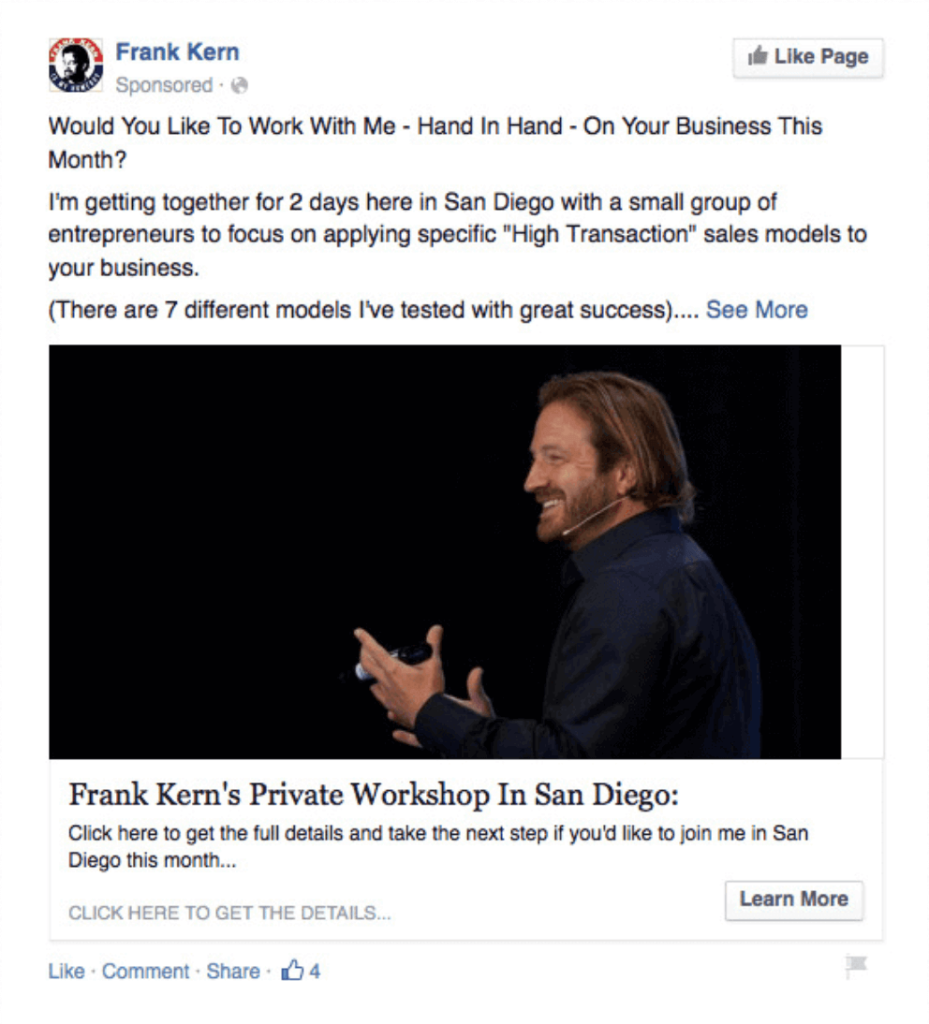 Frank kern FB ad