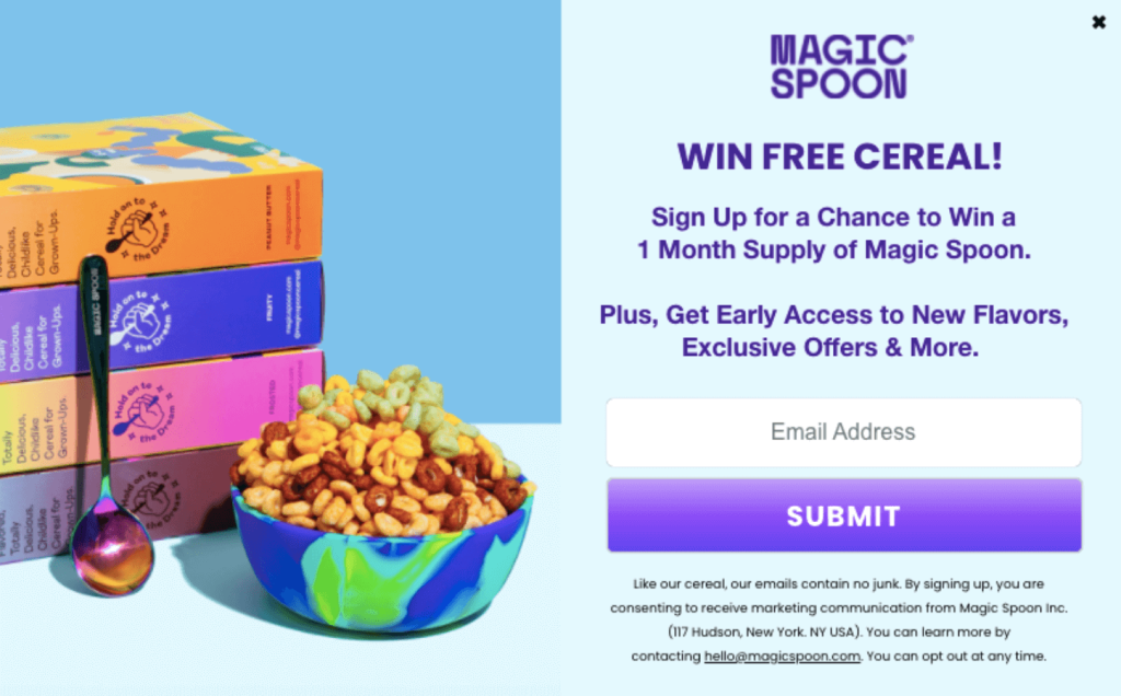 Magic Spoon email optin