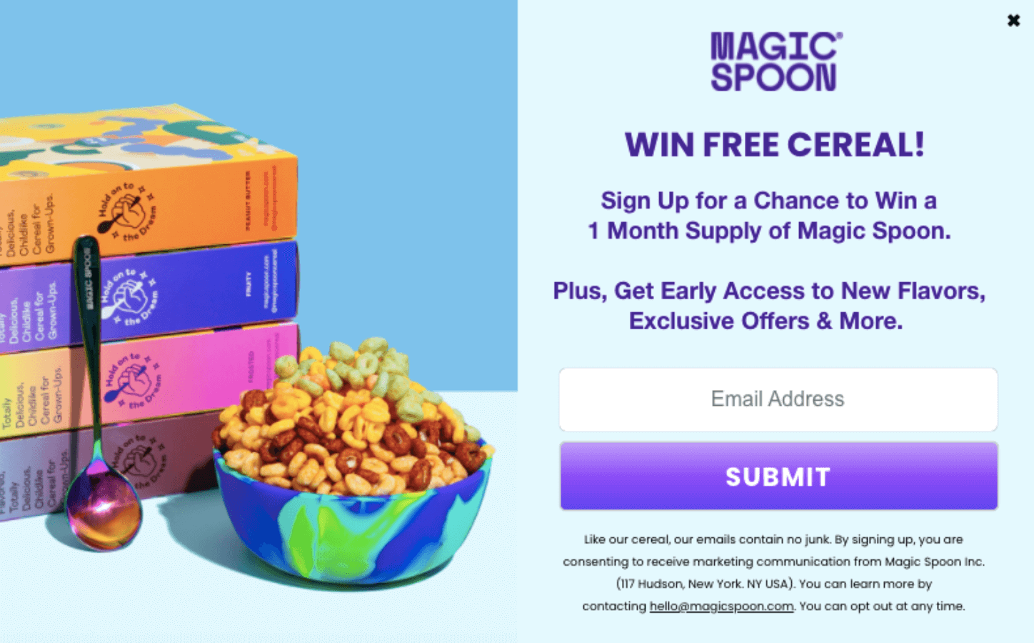 Magic Spoon email optin